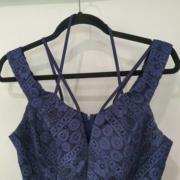 Jodi Kristopher Blue Lace Babydoll Evening Dress 5 - Picture 4 of 10